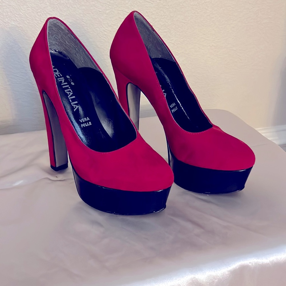 Red Italian Suede Heels